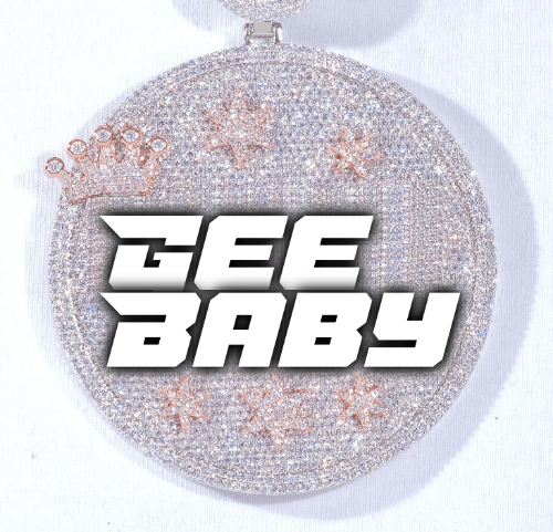 CUSTOM LETTER NECKLACE 3D BIG CROWN DISC