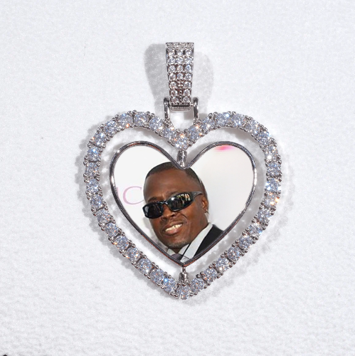 3D Spinning 2-Faced Heart Custom Picture Pendant
