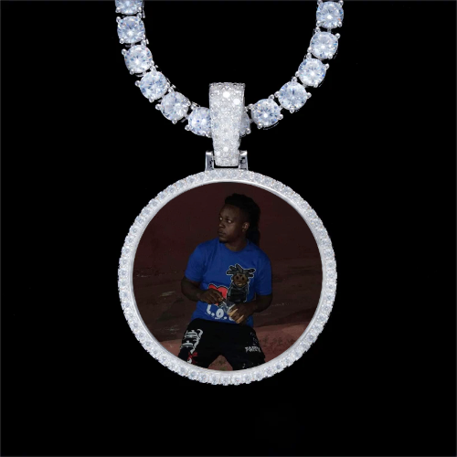 925S & VVS Moissanite 3D Circle Custom Picture Pendant