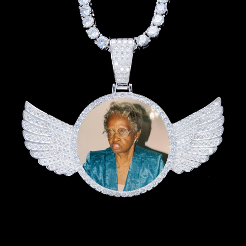 925S & VVS Moissanite 3D Wing Custom Picture Pendant