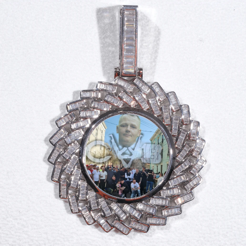 Large 3D Baguette Custom Picture Pendant