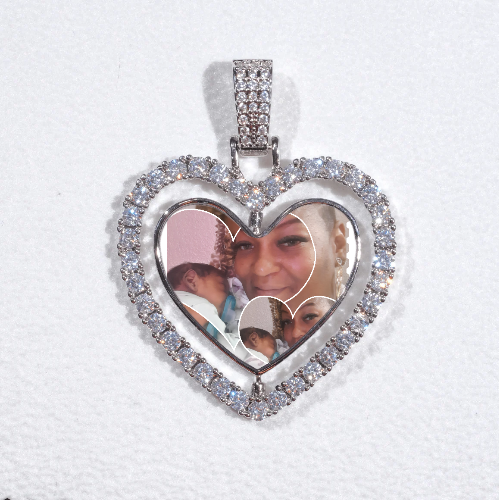 3D Spinning 2-Faced Heart Custom Picture Pendant