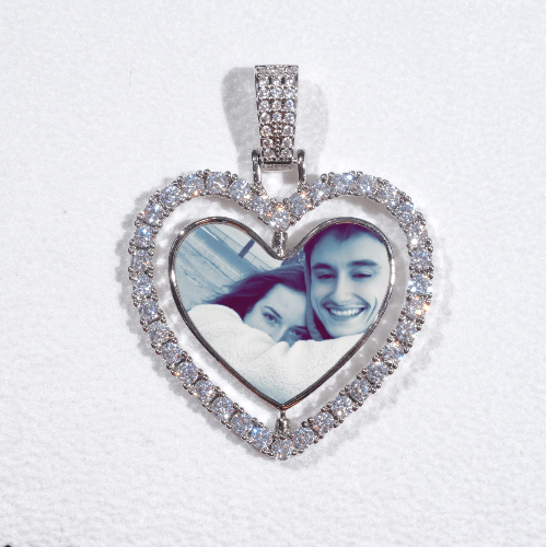 3D Spinning 2-Faced Heart Custom Picture Pendant