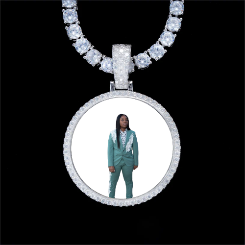 925S & VVS Moissanite 3D Circle Custom Picture Pendant