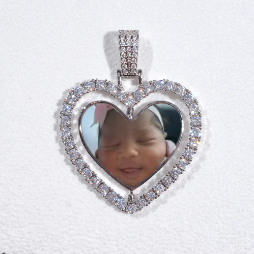 3D Spinning 2-Faced Heart Custom Picture Pendant