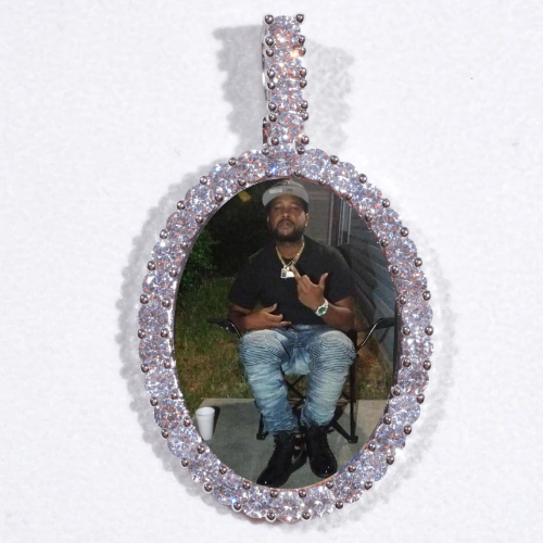 Large 3D Oval Custom Picture Pendant