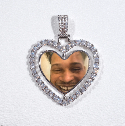 3D Spinning 2-Faced Heart Custom Picture Pendant