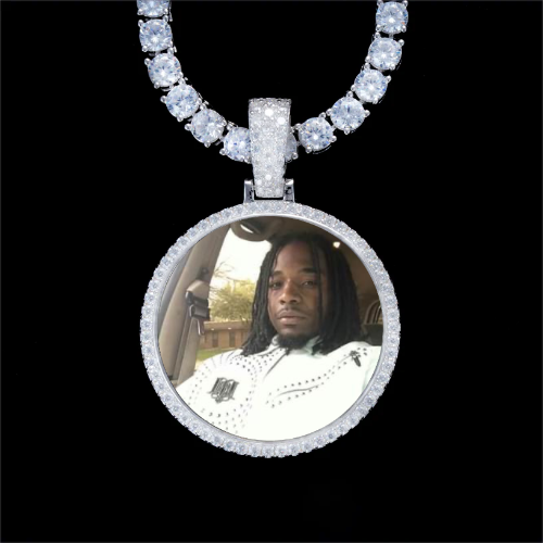 925S & VVS Moissanite 3D Circle Custom Picture Pendant