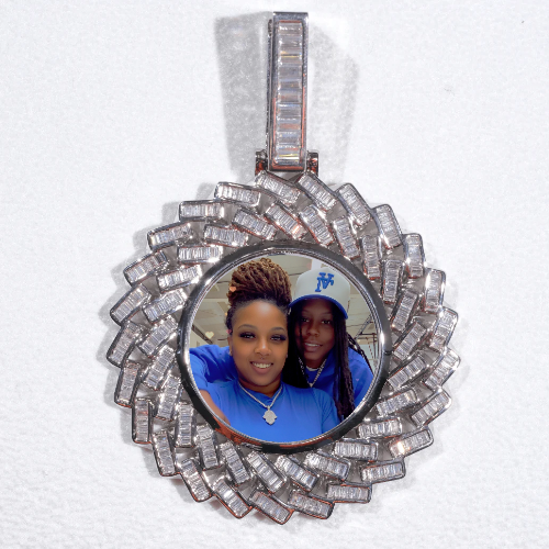 Large 3D Baguette Custom Picture Pendant