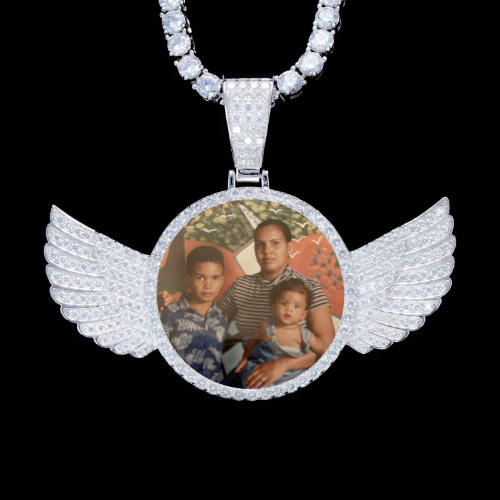 925S & VVS Moissanite 3D Wing Custom Picture Pendant