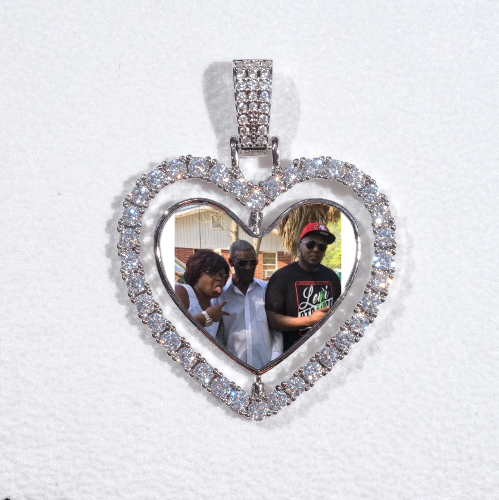 3D Spinning 2-Faced Heart Custom Picture Pendant