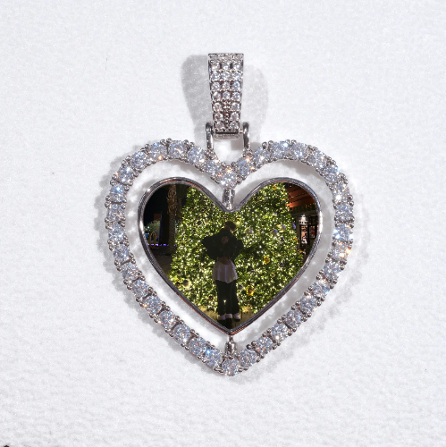 3D Spinning 2-Faced Heart Custom Picture Pendant