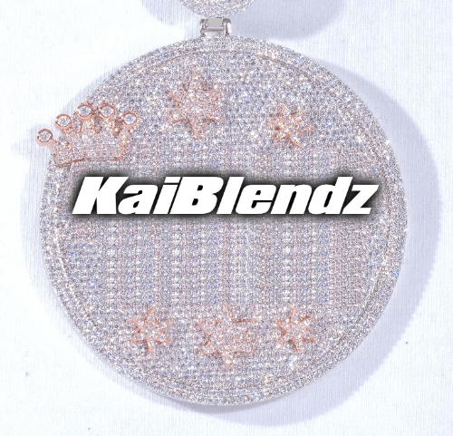 CUSTOM LETTER NECKLACE 3D BIG CROWN DISC