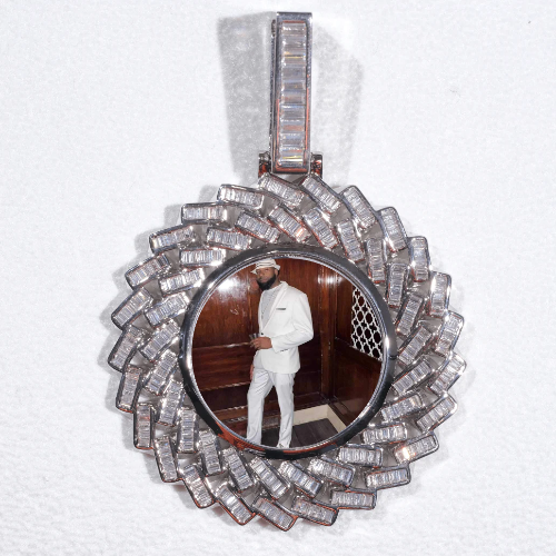 Large 3D Baguette Custom Picture Pendant