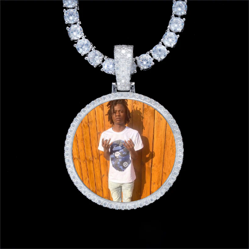 925S & VVS Moissanite 3D Circle Custom Picture Pendant