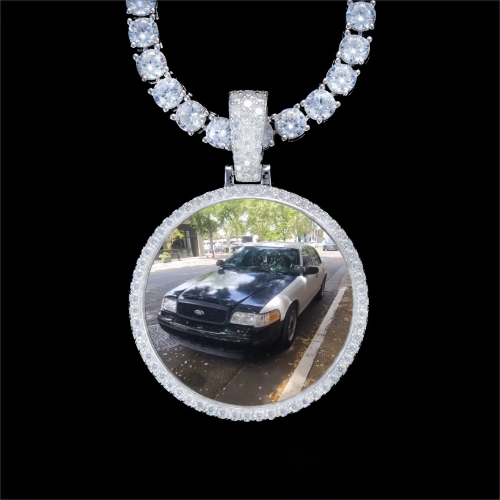 925S & VVS Moissanite 3D Circle Custom Picture Pendant