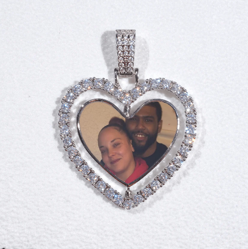3D Spinning 2-Faced Heart Custom Picture Pendant