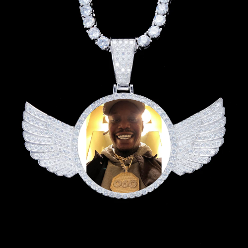 925S & VVS Moissanite 3D Wing Custom Picture Pendant