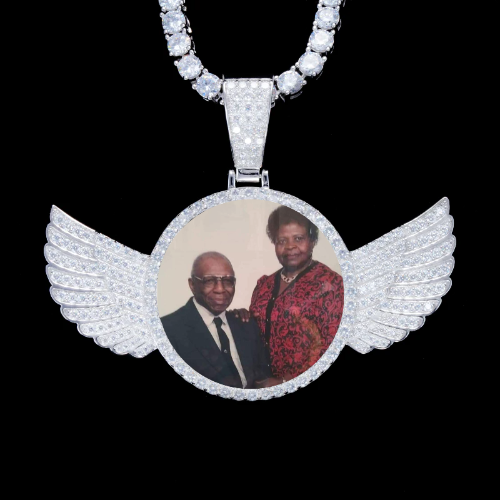 925S & VVS Moissanite 3D Wing Custom Picture Pendant