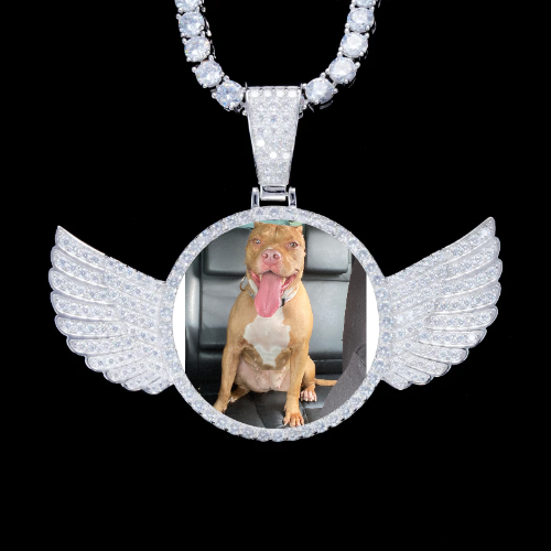 925S & VVS Moissanite 3D Wing Custom Picture Pendant
