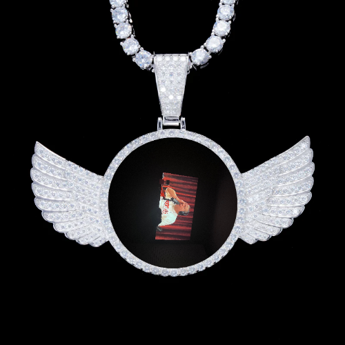 925S & VVS Moissanite 3D Wing Custom Picture Pendant