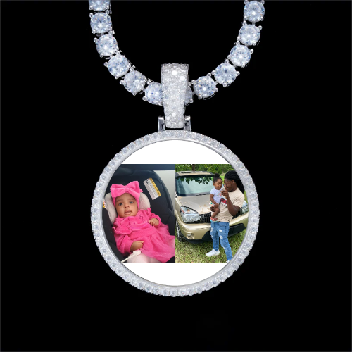 925S & VVS Moissanite 3D Circle Custom Picture Pendant