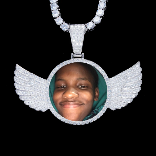 925S & VVS Moissanite 3D Wing Custom Picture Pendant