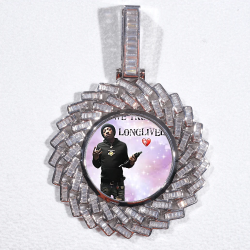 Large 3D Baguette Custom Picture Pendant