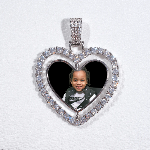 3D Spinning 2-Faced Heart Custom Picture Pendant