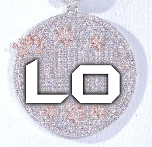 CUSTOM LETTER NECKLACE 3D BIG CROWN DISC