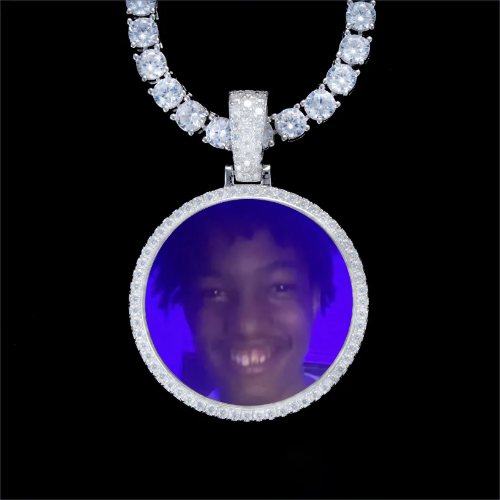 925S & VVS Moissanite 3D Circle Custom Picture Pendant