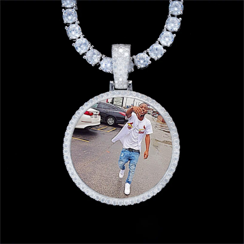 925S & VVS Moissanite 3D Circle Custom Picture Pendant