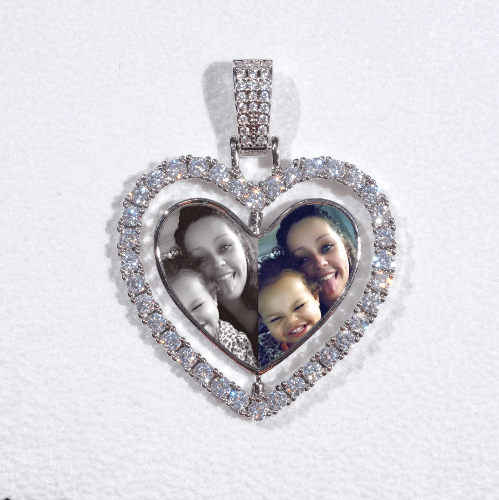 3D Spinning 2-Faced Heart Custom Picture Pendant