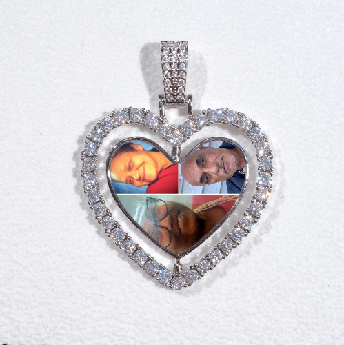 3D Spinning 2-Faced Heart Custom Picture Pendant