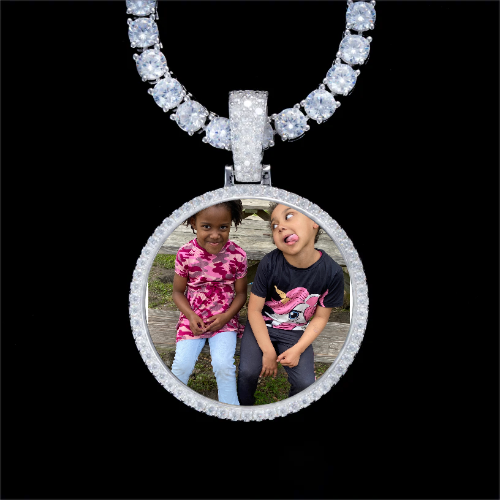 925S & VVS Moissanite 3D Circle Custom Picture Pendant