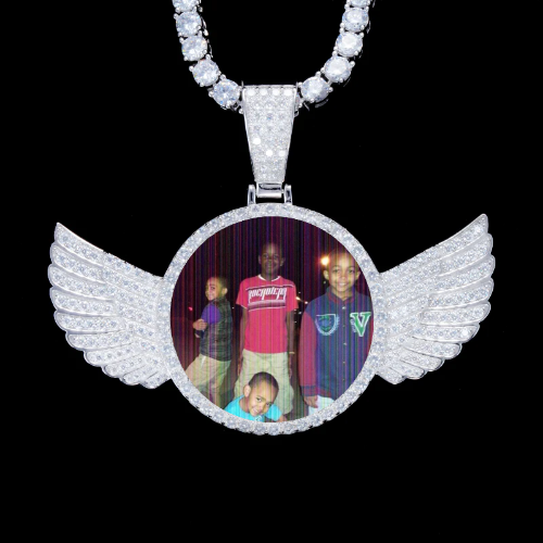 925S & VVS Moissanite 3D Wing Custom Picture Pendant