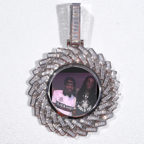 Large 3D Baguette Custom Picture Pendant