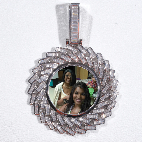 Large 3D Baguette Custom Picture Pendant
