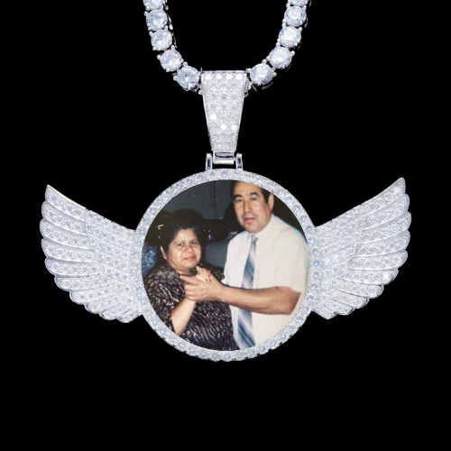 925S & VVS Moissanite 3D Wing Custom Picture Pendant