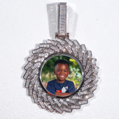 Large 3D Baguette Custom Picture Pendant