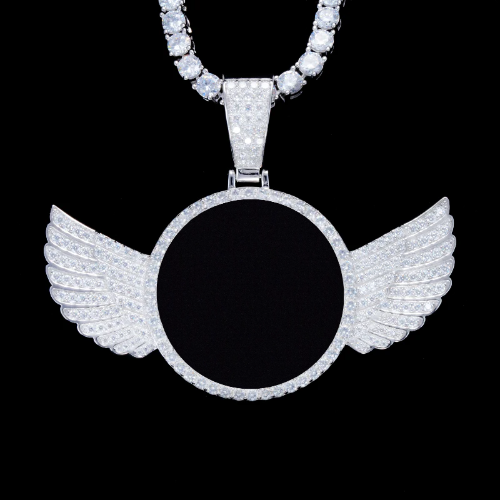 925S & VVS Moissanite 3D Wing Custom Picture Pendant