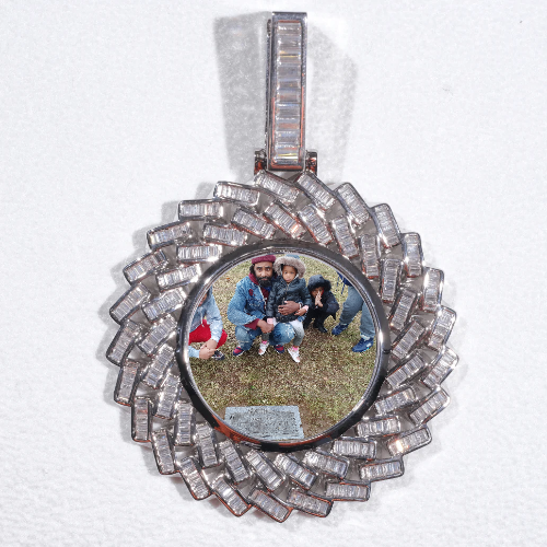 Large 3D Baguette Custom Picture Pendant