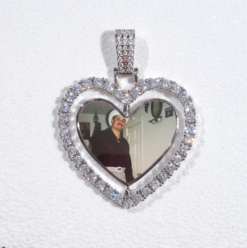 3D Spinning 2-Faced Heart Custom Picture Pendant