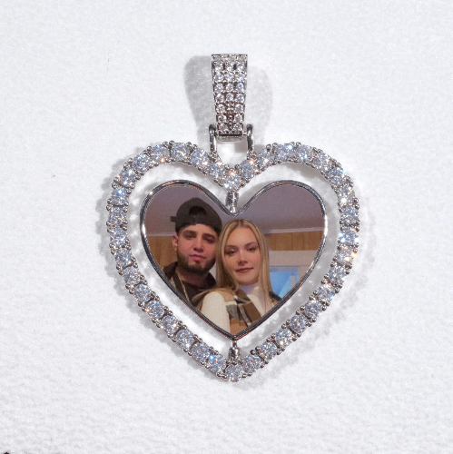 3D Spinning 2-Faced Heart Custom Picture Pendant