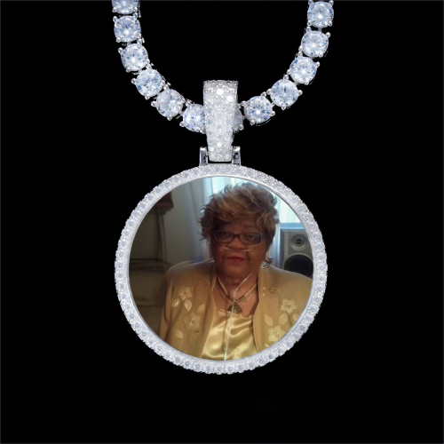 925S & VVS Moissanite 3D Circle Custom Picture Pendant