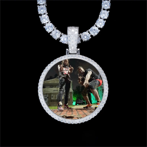 925S & VVS Moissanite 3D Circle Custom Picture Pendant