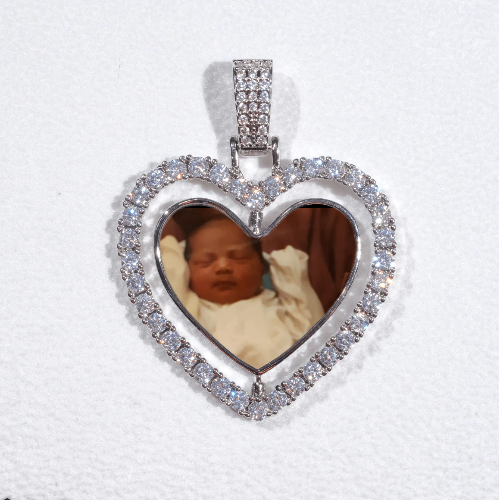 3D Spinning 2-Faced Heart Custom Picture Pendant