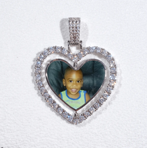 3D Spinning 2-Faced Heart Custom Picture Pendant