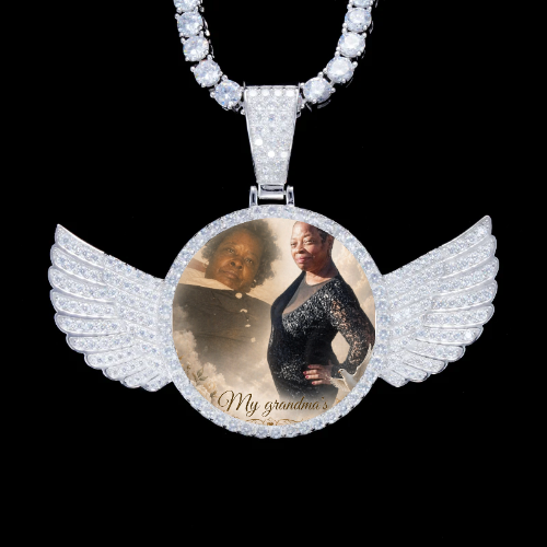 925S & VVS Moissanite 3D Wing Custom Picture Pendant