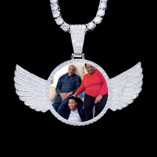 925S & VVS Moissanite 3D Wing Custom Picture Pendant